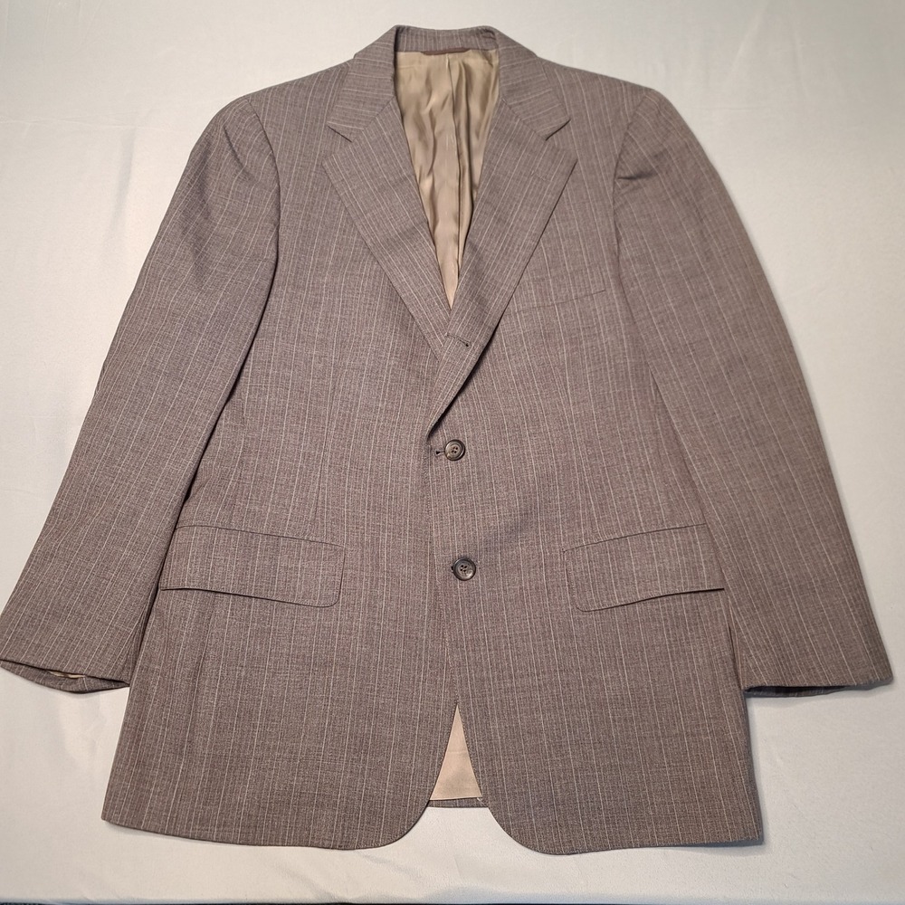Vtg Chaps Ralph Lauren Blazer Men Brown Pinstripe Suit Jacket Two Button Vent